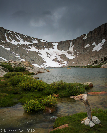clouds and snowpack visible over Cottonwood Lake 4