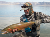 Michael Carl catches Lahontan Cutthroat out of  Pyramid Lake Nevada.