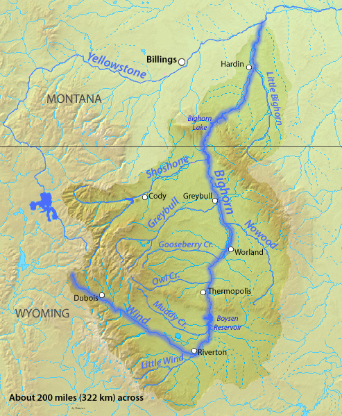 Yellowstone River and Bighorn River Watershed Map