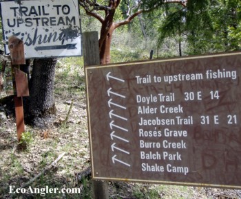 The Trailhead for Doyle Springs along the Tule River