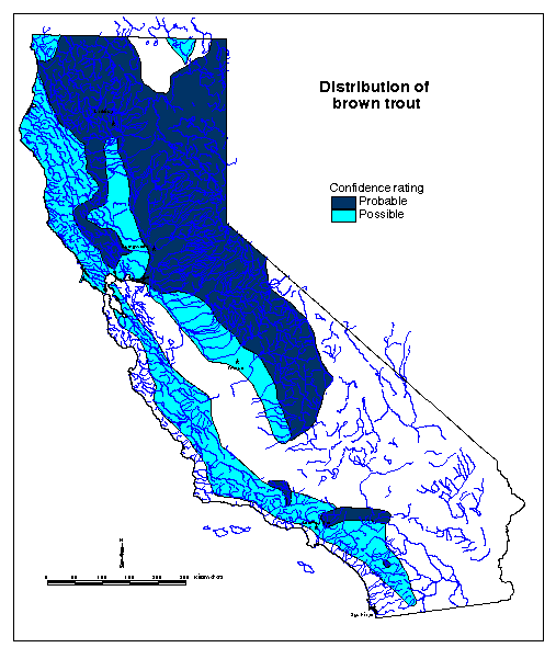 Brown trout California Range Map