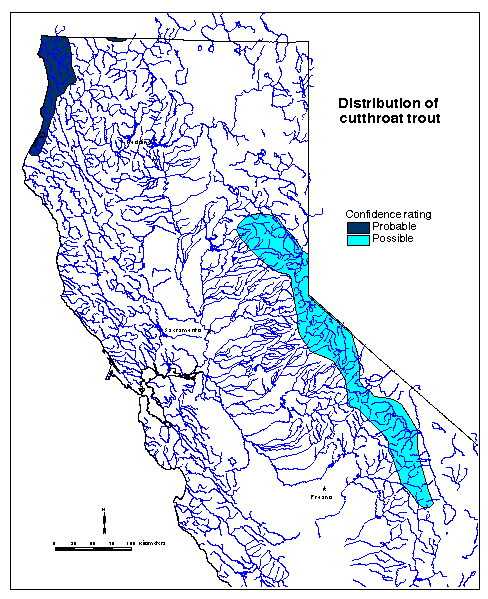 Cutthroat trout California Range Map