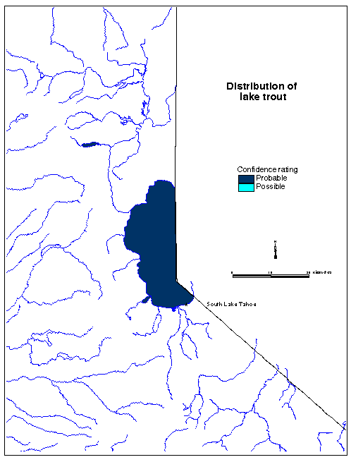 Lake trout California Range Map