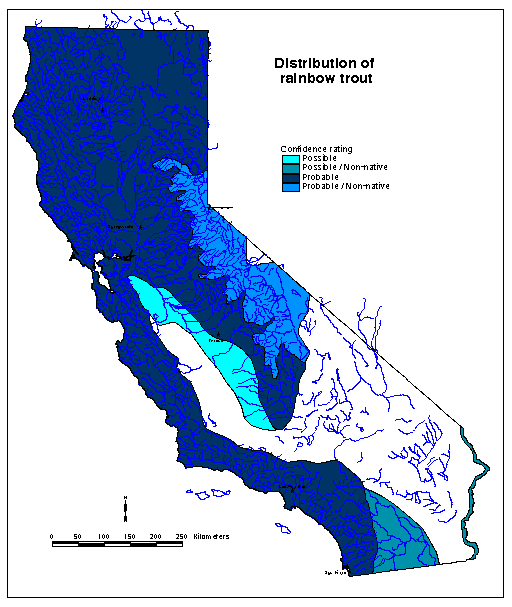 Rainbow trout California Range Map